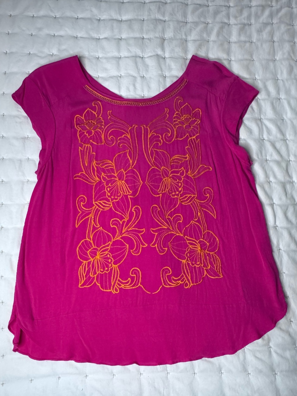 Maeve Anthropologie Pink/Orange Blouse Top Size 12 Women's